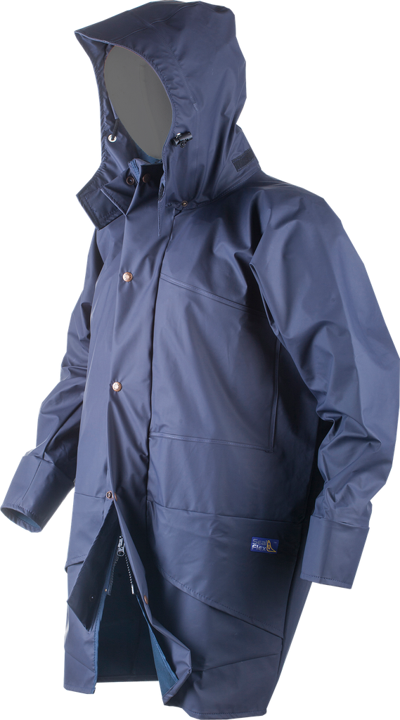 Parka SealFlex. Protección superior contra las inclemencias del tiempo. La Parka SealFlex es impermeable y cortavientos. Material ligero, transpirable y cómodo de alta calidad fabricado en la UE. Abrigo con dos bolsillos exteriores y bolsillos interiores con cremallera en el pecho. Capucha de protección contra tormentas para el rostro. Ropa exterior ideal para actividades como construcción, agricultura o actividades recreativas como caza, pesca, senderismo o camping.