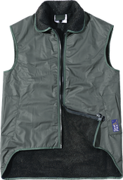 SealFlex Fleece Vest. Superior wet weather protection. Thick polyester fleece lined. High-quality lightweight, breathable, and comfortable material. Fleece Vest with exterior and interior pockets. Water repellent rain gear.